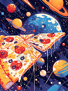 太空中的披萨图片