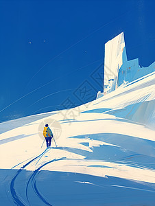 寒冷雪山探险图片