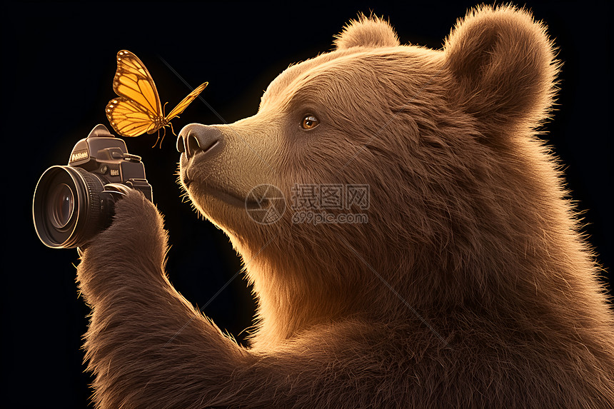 熊与蝴蝶共舞图片