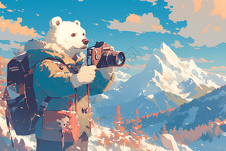 熊拍摄雪山图片