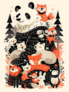 童趣森林动物插画图片