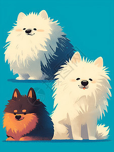 可爱的三只卡通狗狗图片