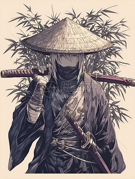 一位斗笠武士图片