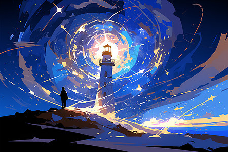 梦幻的灯塔背景图片
