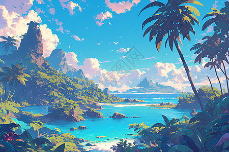 梦幻的小岛背景图片