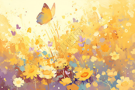 绘画的蝴蝶插画背景图片
