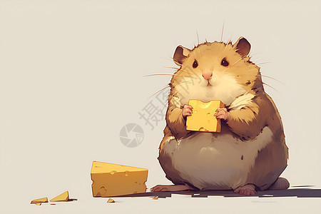 啃食奶酪的可爱老鼠图片