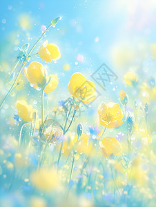 菊花花海绽放黄色花朵的植物插画