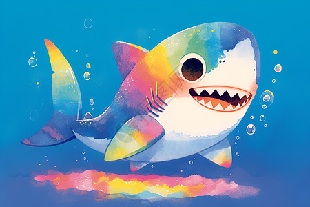 绘画的可爱鲨鱼图片
