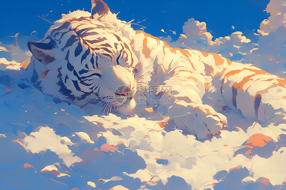 云床休憩的巨虎图片