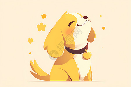 可爱小狗开心的矢量动画小狗插画