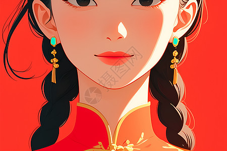 复古中式女孩图片