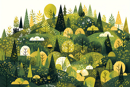 矢量森林插画图片