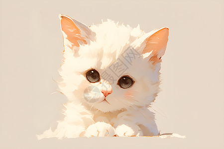 可爱的白底小猫图片