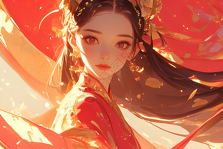 华彩少女插画图片