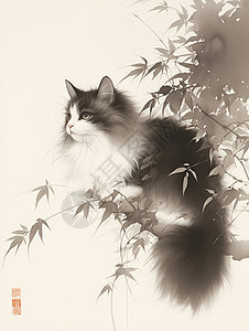 猫咪水彩插画背景图片