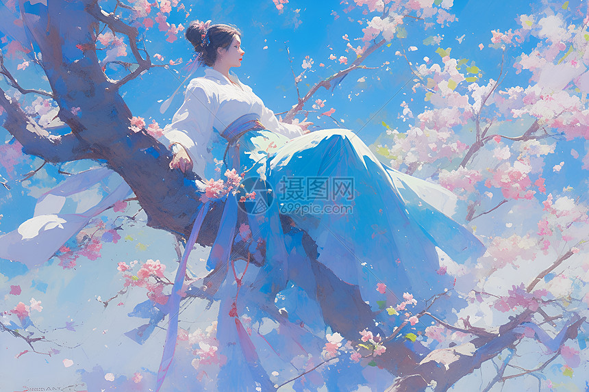 和风少女插画图片