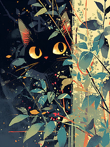 潜伏的黑猫图片