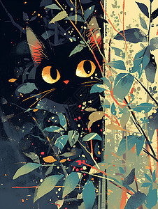 潜伏的黑猫图片