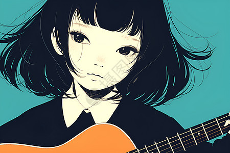 少女的吉他旋律图片