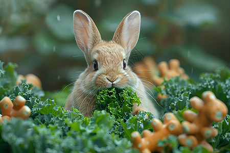 凉拌耳朵兔子吃蔬菜背景