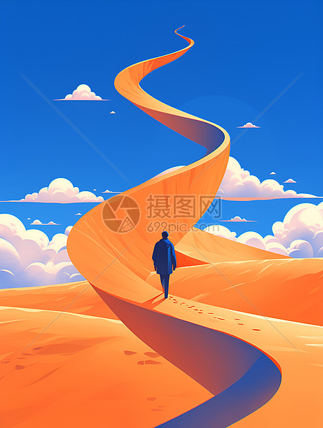 沙漠中的徒步者图片
