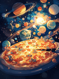 创意的披萨插画图片