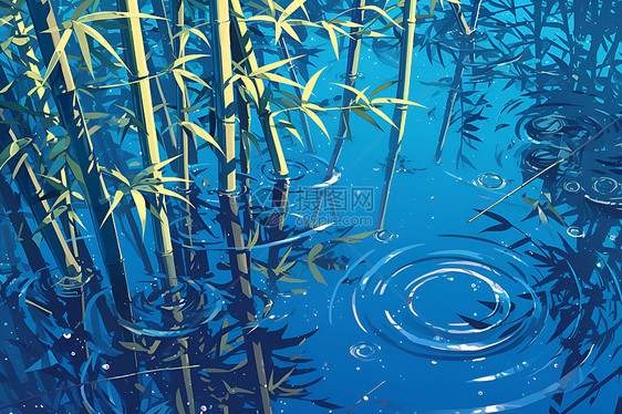 水面上的竹子图片