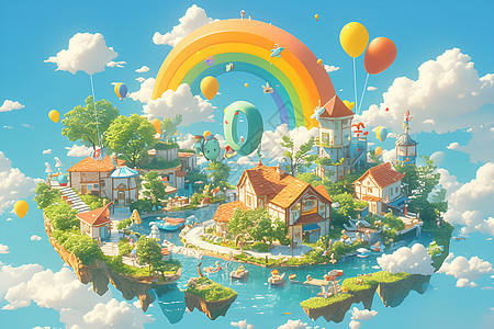 彩虹气球中的创意乐园图片