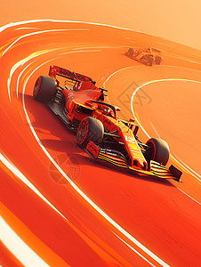 速度与跑道上的赛车插画
