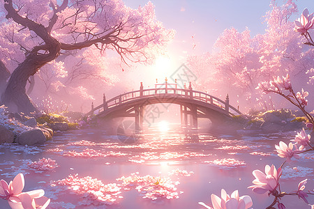日出时的美丽桥梁图片