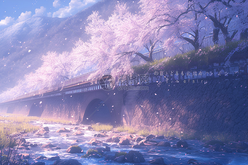 樱花桥上的梦幻之旅图片