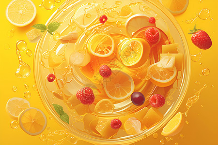 透明碗里的柠檬片图片