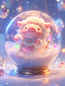 水晶球里的小猪图片