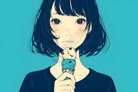 少女手持冰淇淋背景图片