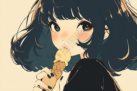 少女手持冰淇淋图片