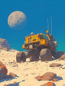 太空探索月球车漫游图片