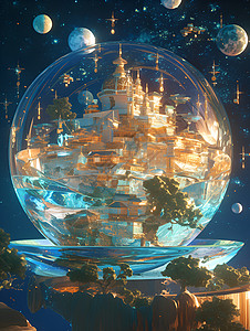 魔幻世界中的玻璃球图片