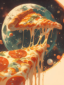 星球间的披萨片背景图片