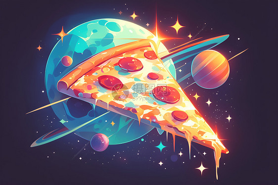美味的星球披萨片图片
