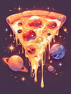 星球奶酪披萨片图片