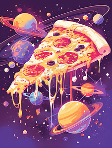 星球间的披萨切片图片