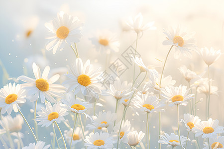 菊花干花阳光里的白色菊花插画