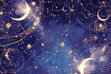 夜幕中的星星和月亮图片