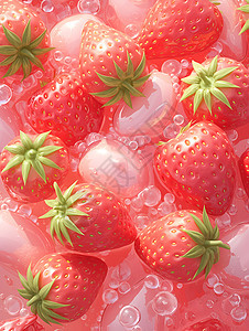 美味的冰镇草莓背景图片