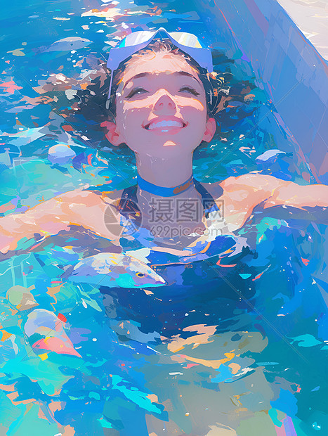 游泳的少女图片