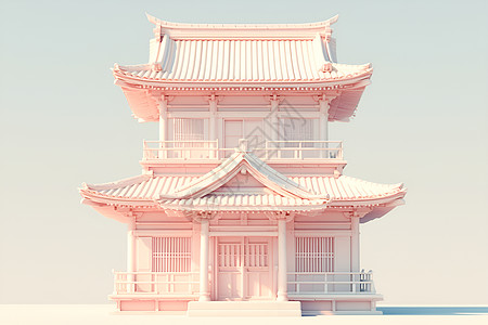 粉色中国建筑风格背景图片