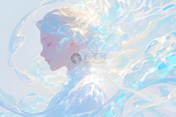 浪漫的七彩魔幻女孩图片