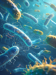 绚丽的蓝色微生物图片