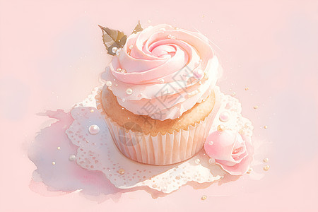 粉色杯形蛋糕图片
